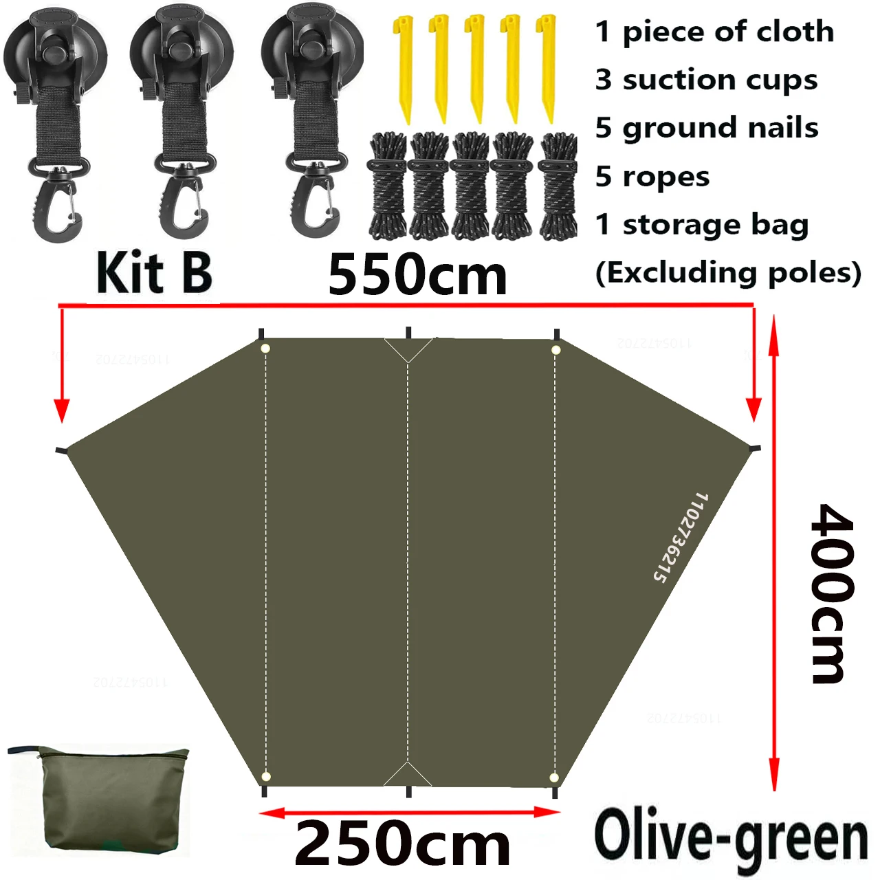 Parasol Lateral para Auto en Forma de Carpa Grande, Tela Impermeable, para Campamento al Aire Libre, Cubierta Trasera Tipo Caja para SUV