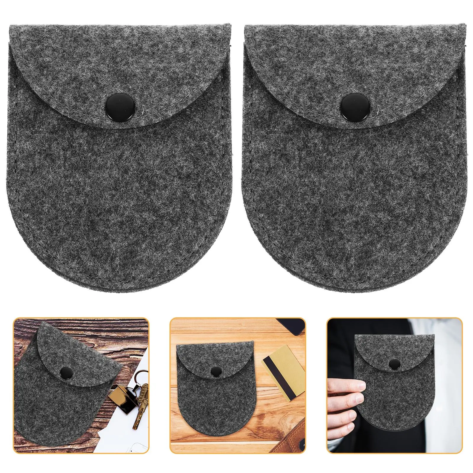 

5Pcs Mini Coin Bag Women Purse Small Felt Material Lightweight Portable Storage Buckle Bag For Keys Change