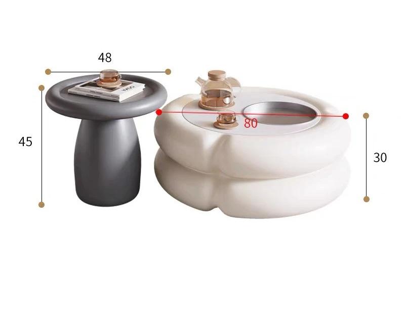 

Cream wind round coffee table combination Modern simple living room New marshmallow coffee table TV cabinet combination