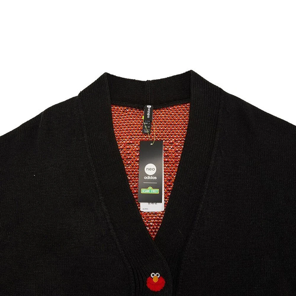 

Adidas Originals Stylish Black Cardigan - Iconic Elmo Print, Comfortable Fit for Campus Life & Leisure