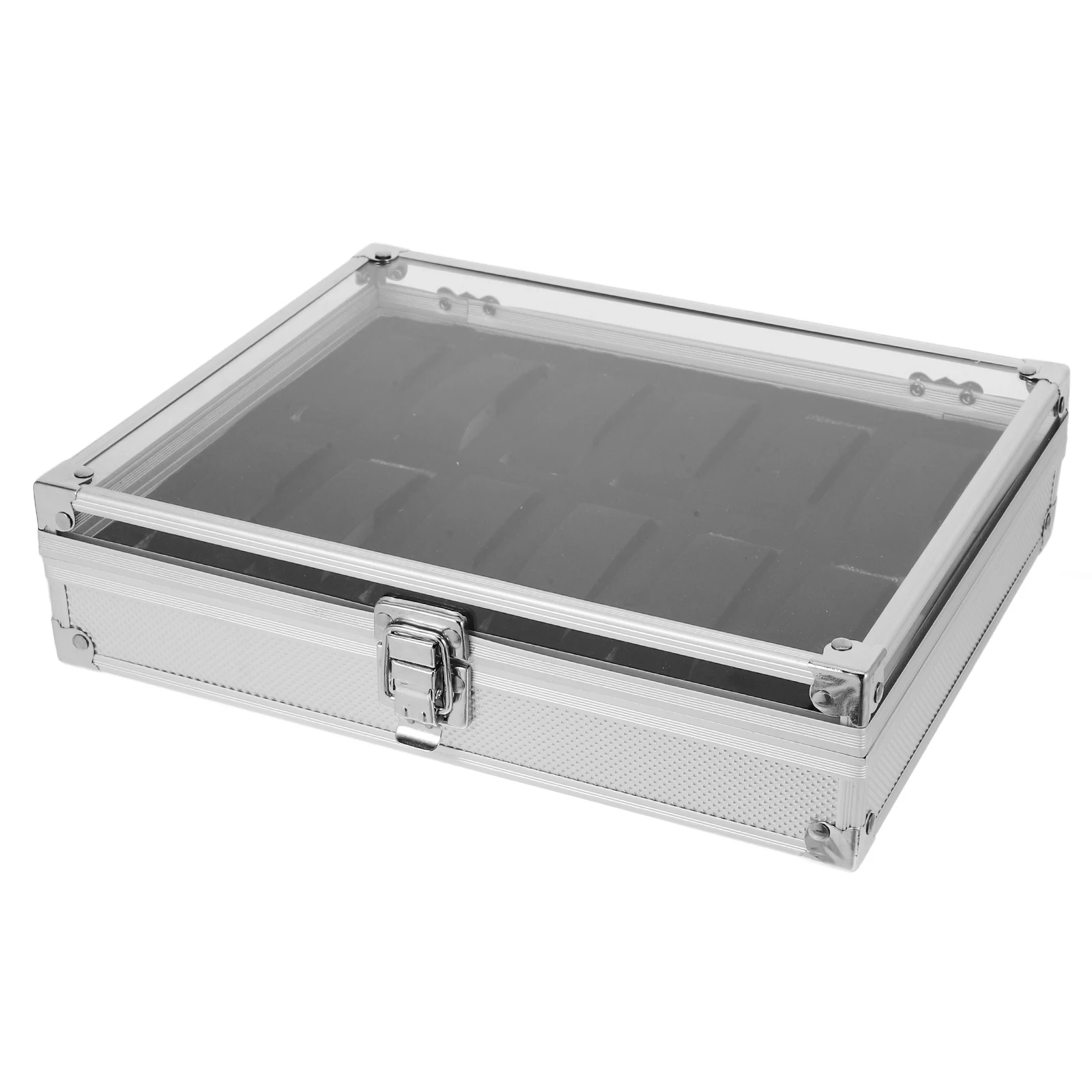 

Useful Aluminium Watches Box 12 Grid Slots Jewelry Watches Display Storage Box Square Case Suede Inside Watch Holder