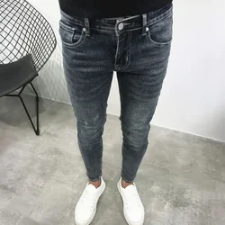 Fashion 2023 Trendy Men's Korean Style Clothing Skinny Jeans Casual Classic Slim Stretch Classic Cowboy Denim Pants Trousers Man