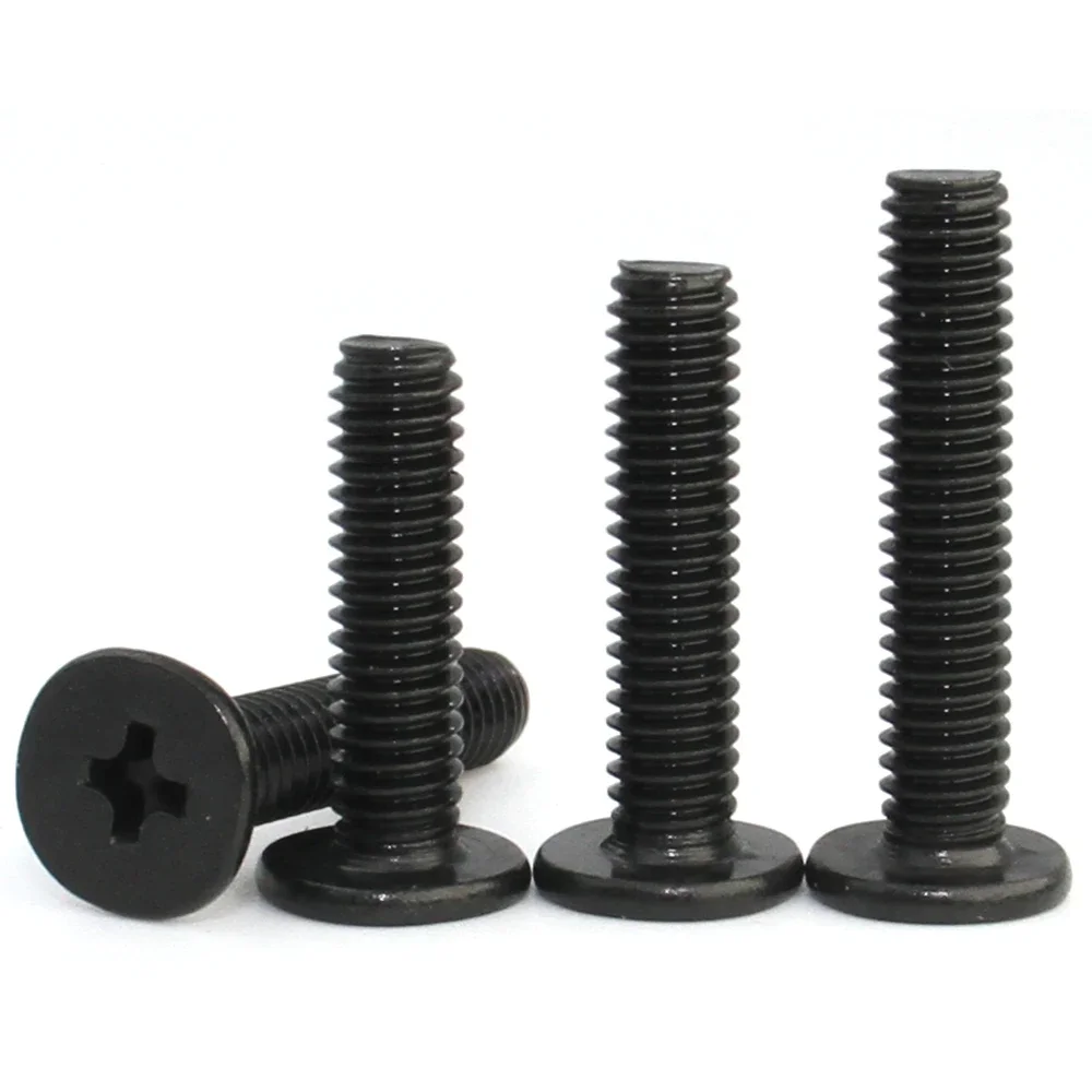 10-50 قطعة M1.6 M2 M2.5 M3 M4 M5 M6 أسود 304 الفولاذ المقاوم للصدأ الصليب فيليبس رقيقة جدا شقة رقاقة رئيس المسمار لأجهزة الكمبيوتر المحمول L:2-40 مللي متر