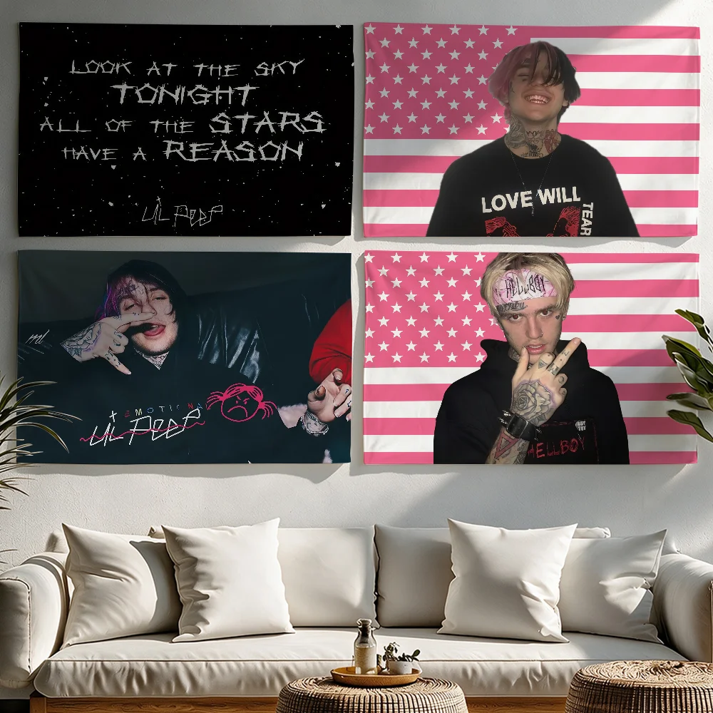 Lil Peep Look At The Sky Tonight flag Tapestries Outdoor Parties Bedrooms Living Rooms Dorm Rooms Wall Decor Banners Gifts