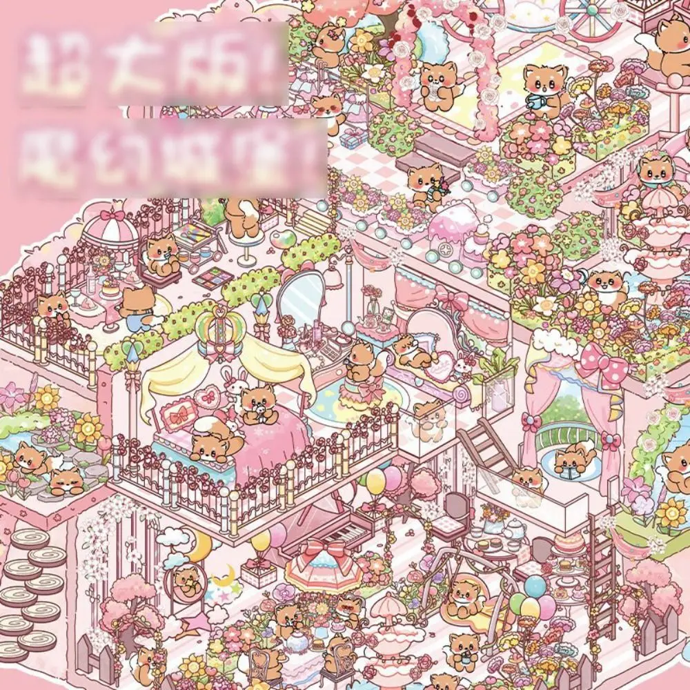 New PET 3D Landscaping Stickers Cartoon Visual Stacking Visual Stacking Stickers DIY Capybara Miniature Scene Sticker Gift