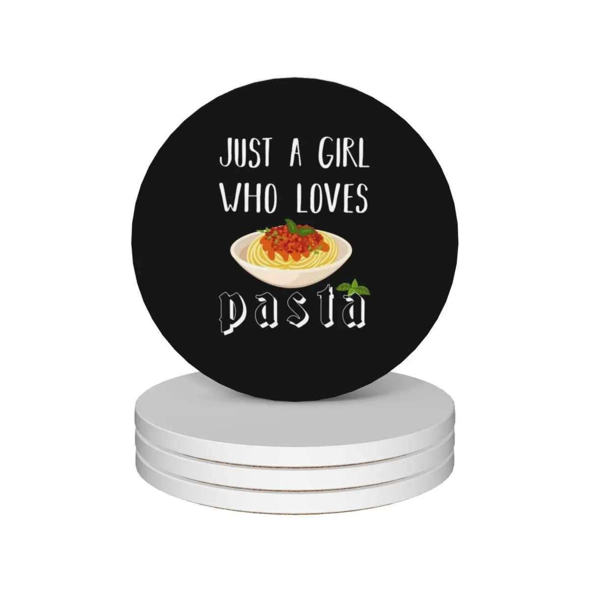 Just A Girl Who Loves Pasta / Pasta Girls / Funny Gift Ideas For Pasta Lover Ceramic Coasters (Set of 4) funny Coasters