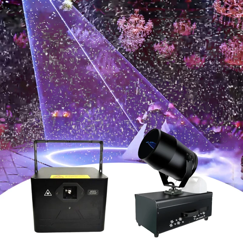 

2000W Snowflake Machine Shaking Head Snow Machine 10W Beam Laser Light DMX 3D Animation Scanner Wedding Stage Effect Christmas