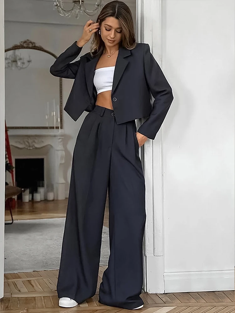 Mumaroho 2024 Women Autumn Winter Office Pant Set Solid Outfits Trousers 2 Two Piece Matching Suit Set For Women