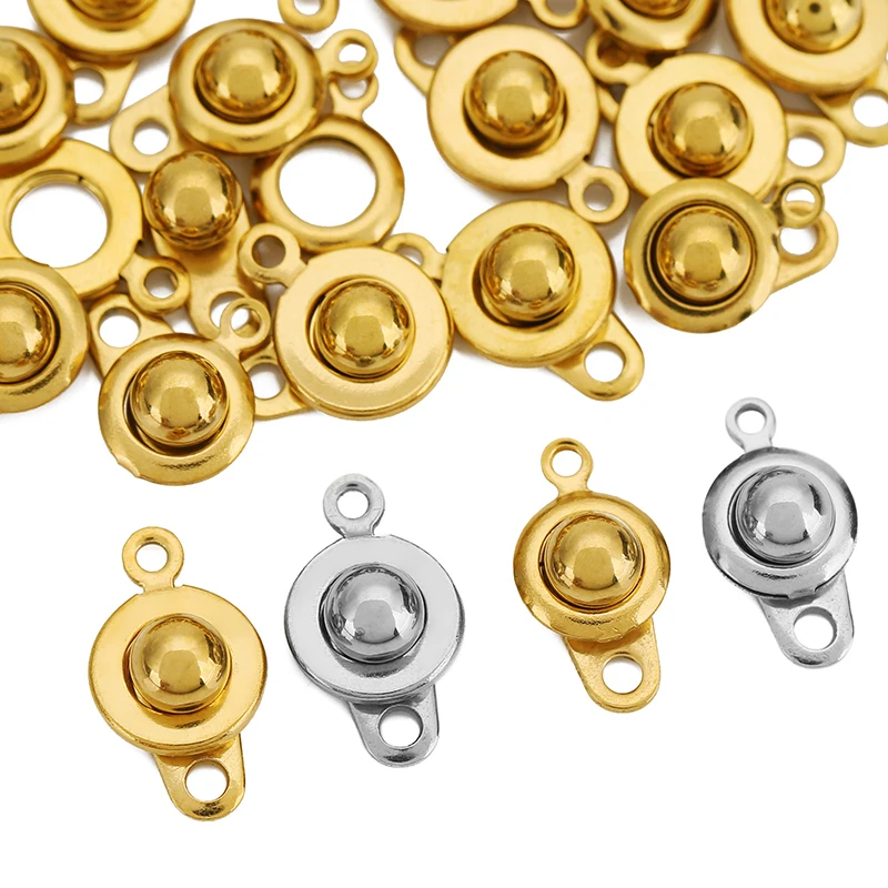 10pcs 8mm 9mm Stainless Steel Removable Snap Button Jewelry Connector Clasp for DIY Bracelets Necklace Making Supplies Finding