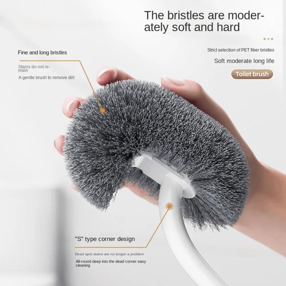 

Wall-mounted S-type S-type Toilet Brush Soft Hair No Dead Corners Corner Gap Brush Long Handle Squatting Toilet Cleaning Brush