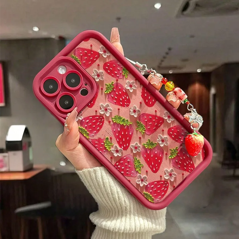 luxury Flower Strawberry Phone Case for Samsung S25 S24 S23 S22 S21 S20 F06 M16 Note 20 FE Plus Ultra 4G 5G Soft Silicone Cover - náhled 5