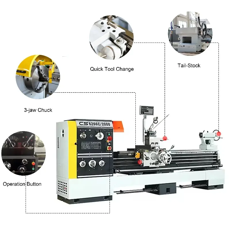 Heavy Duty Large Bore Gap Bed Manual Lathe Metal Processing Lathe Machine