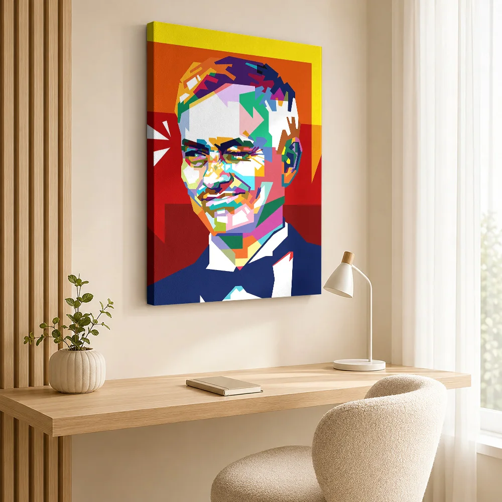 Jose Mourinho Portrait Framed Canvas Print Personalized Photo Multicolor Polygon Shapes Wall Art For Sports Memorabilia Room