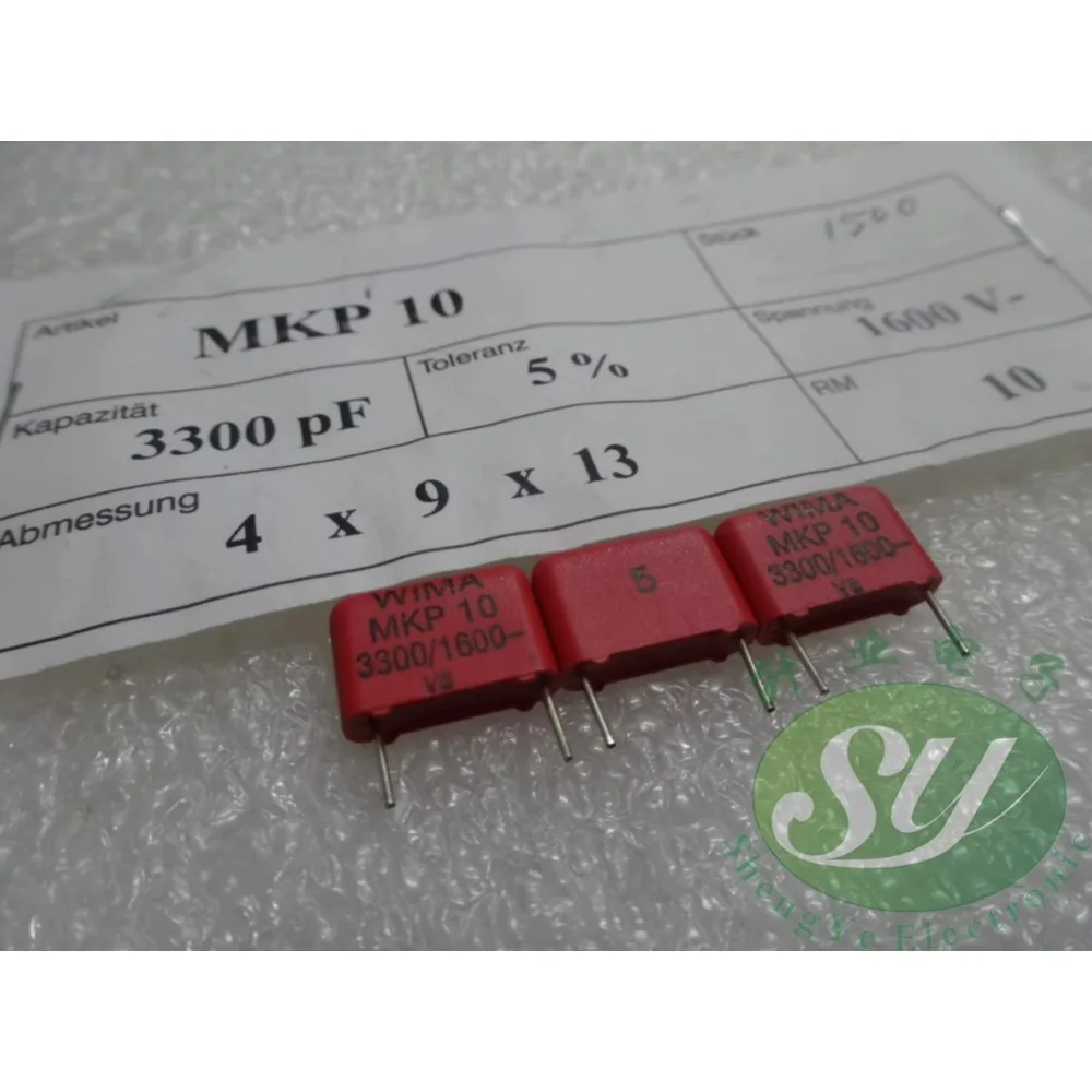 

10PCS MKP10 0.0033uF/1600V 3.3nf 3300pf 3n3 332 Brand new 10mm film capacitor