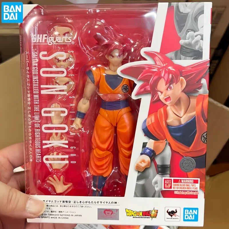 

100% Bandai Original Dragon Ball Sh Figuarts Shf Son Goku Saiyan God Instilled With The Light Of Righteous Hearts Action Figure