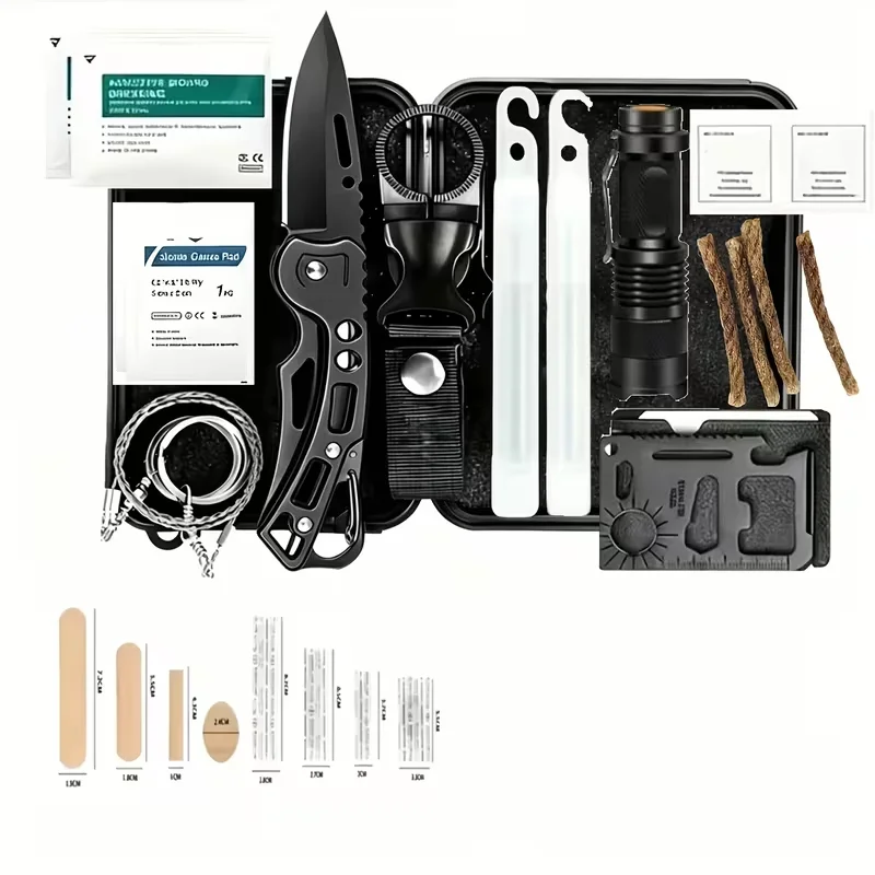 62-in-1 survival equipment set, men's tactical knife set and outdoor tools, Father's Day gift, for dad, husband, boyfriend - essential items for camping, hunting, fishing, survival, hiking, adventure