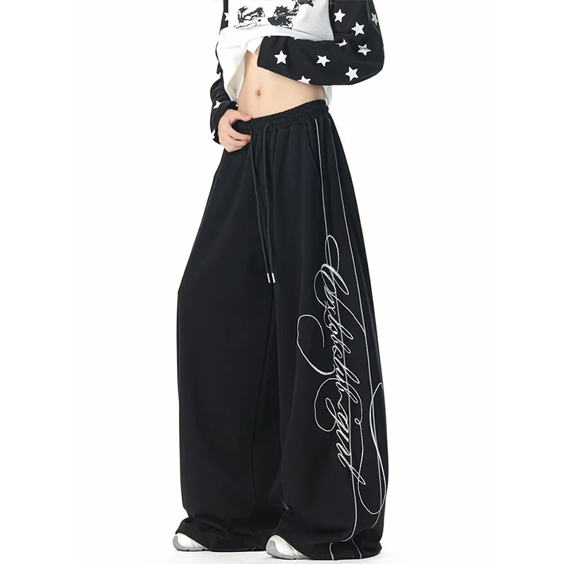 2026 High Street Sweatpants Autumn Winter American Letter Printing Personalized Trendy Couple Loose Fashion Trousers For Adults