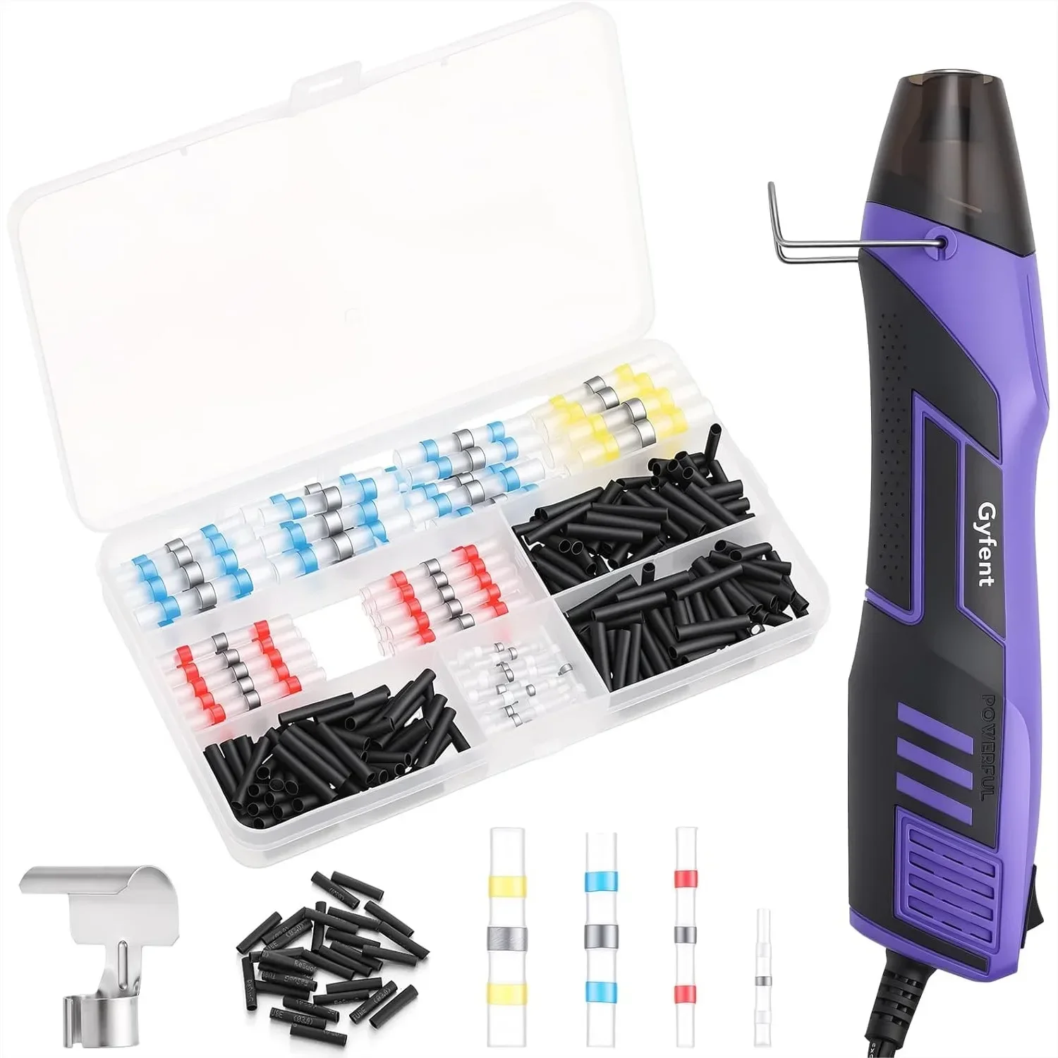 

100Pcs Heat Shrink Solder Seal Wire Connectors with Heat Gun & 200Pcs Heat Shrink Tubing, 350W 2-Temp Mini Heat Gun for