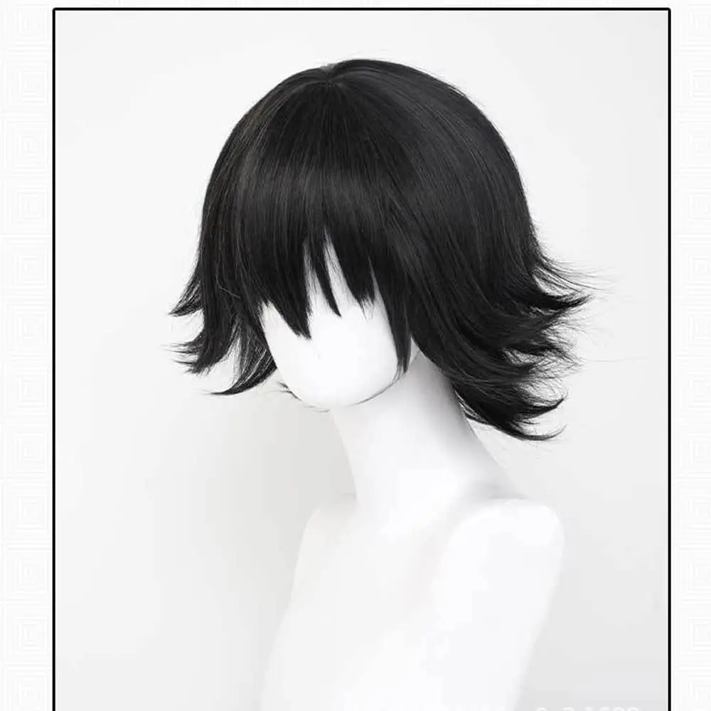 Anime Detective Rampo Edogawa Ranpo Edogawa Wig Black Short Curly Party Hair Halloween Cosplay Props Accessory