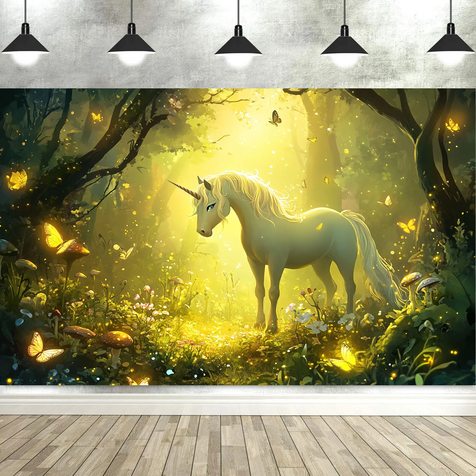 Unicorn Decoration Backdrop Baby Shower Photography Background Magic Forest Cartoon Birthday Party Banner Photo Booth Props
