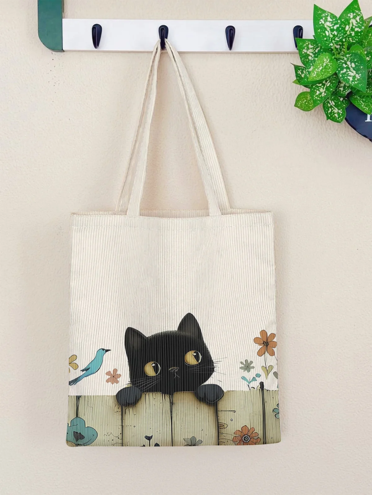 

Ladies' Cute Cartoon Black Cat Pattern Convenient Handbag