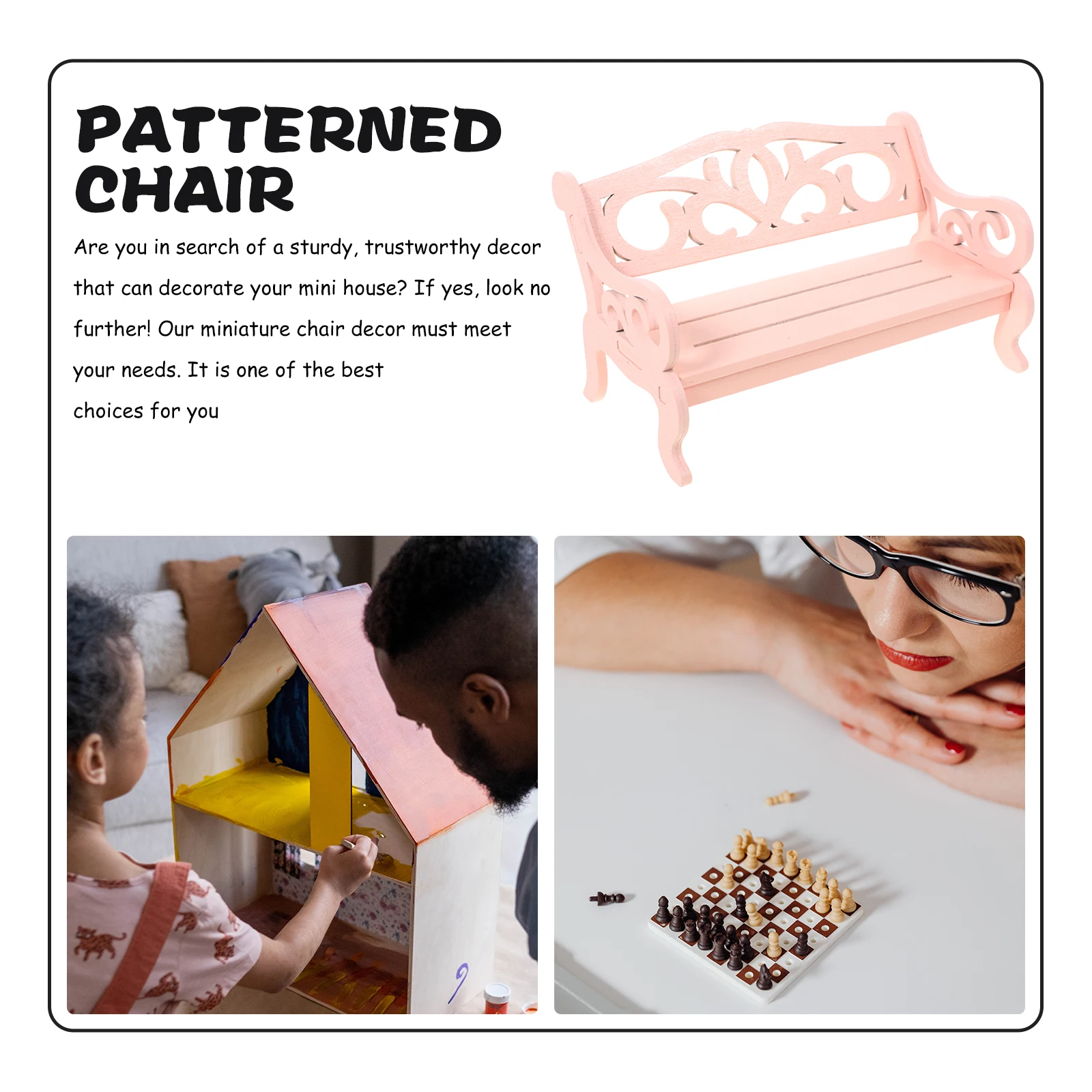 2 pezzi mini sedia in legno floreale rosa mobili per bambole adorabile sedile decorativo in miniatura per la camera delle ragazze