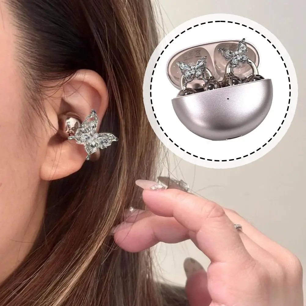 1 Pairs High-quality Bow Rhinestone For Clip-On Earbuds Open Ear Accessories Fashion Jewelry Decorative Earphone DIY Decoration