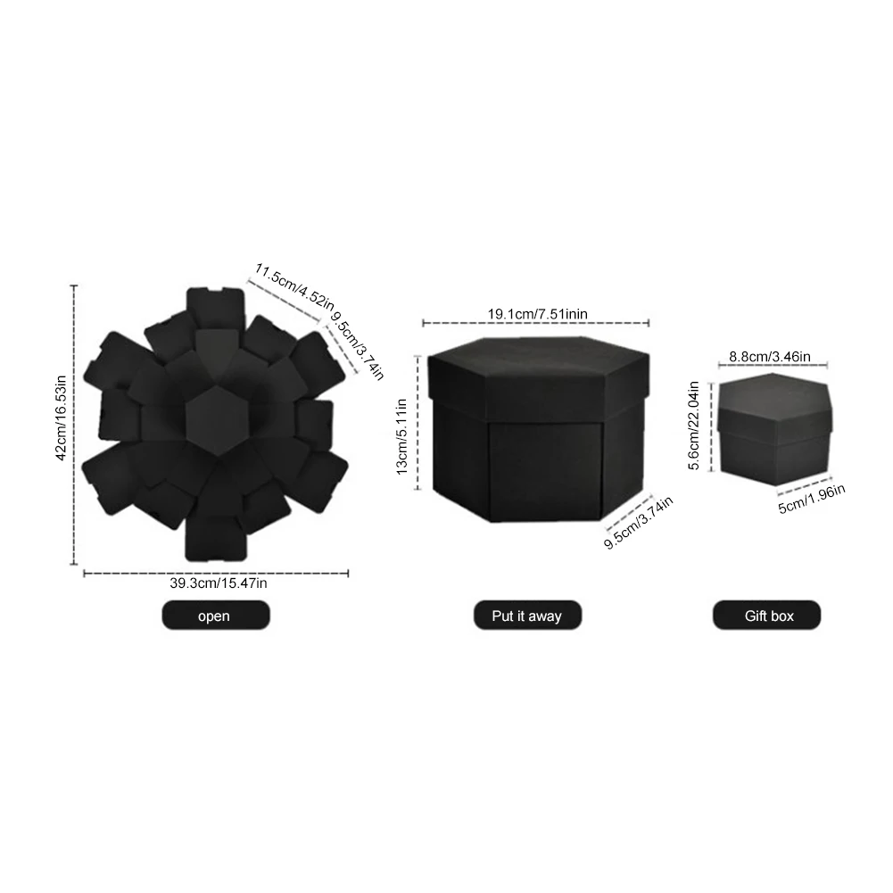Multi-layer Hexagonal Explosion Box with Photo Album Surprise Explosive Box Creative Handmade for Valentine Day Wedding Proposal