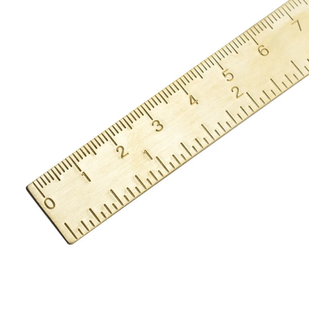

2 Pcs Brass Copper Ruler High Accuracy School Double Scale Straight Thick Version