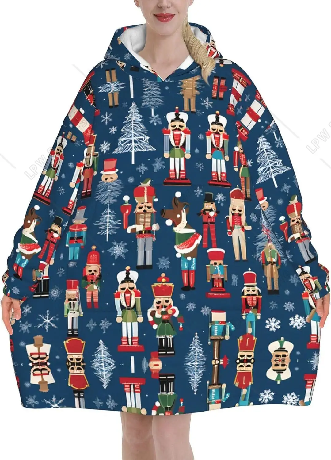 

Women'S Nutcracker Ballet Xmas Dance Print Blanket Hoodie Fleece Sweatshirt Blanket with Sleeves and Pockets