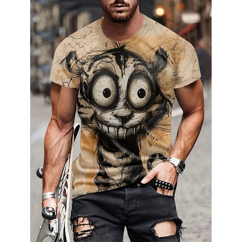 Monster Graffiti Art Graphic T-Shirt For Men Funny Animal 3D Printed Tees Summer Casual O-Neck Top Street T Shirts Short Sleeves image 2