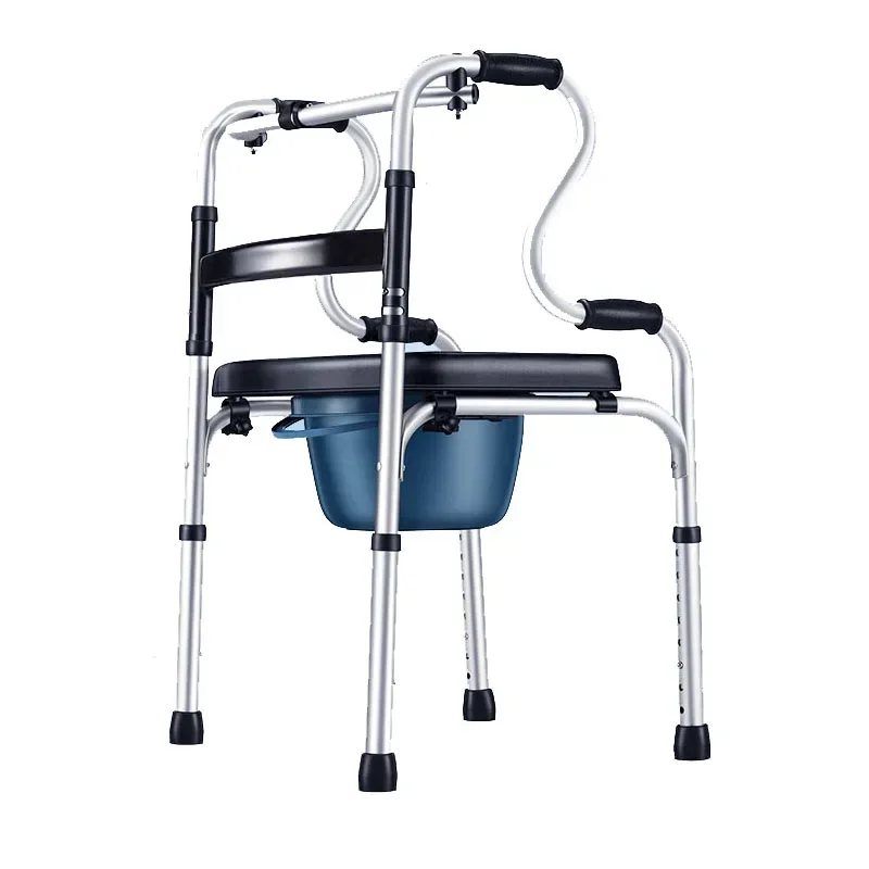 The Old Man Pushes The Multi-functional Walker That Can Sit, Take A Bath and Sit, and The Road Chair That Can Help Walk