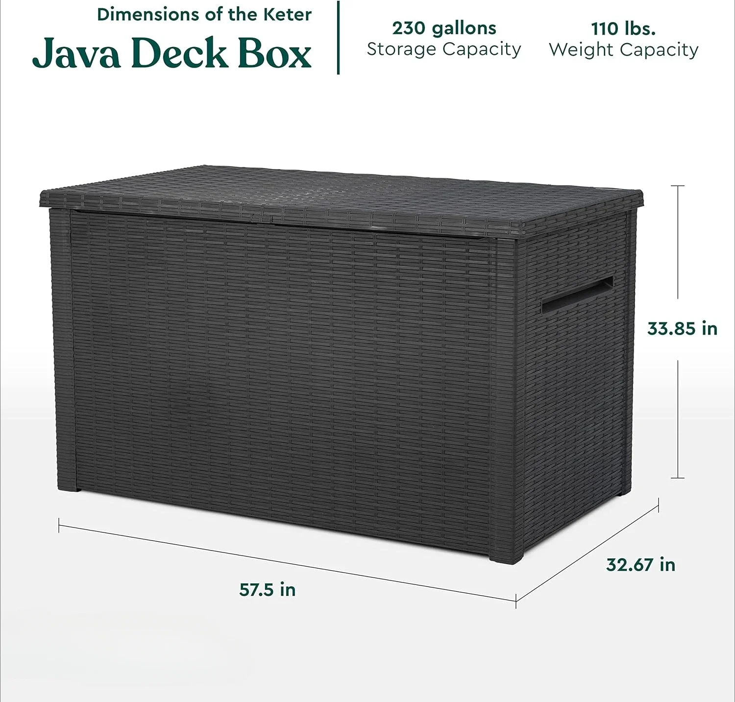 230 Gallon Resin Rattan Look Large Outdoor Storage Deck Box for Patio Furniture Cushions, Pool Toys, and Garden Tools