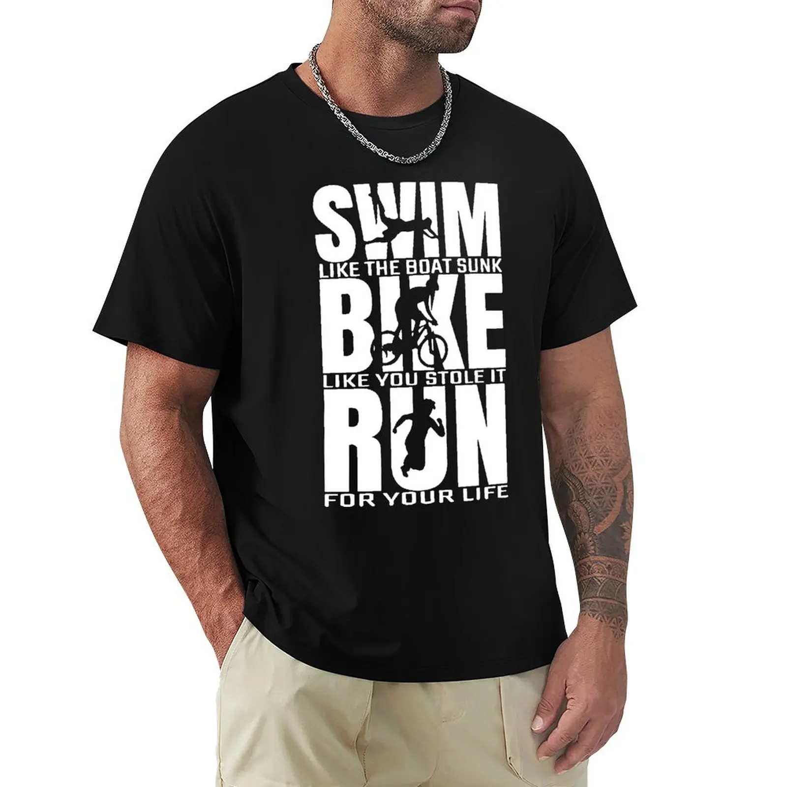 

Triathlon Triathlete Runninger Swimmings Bikings Funny T Shirt Men Summer Short Sleeve Streetwear T-Shirt Cotton Tees Black