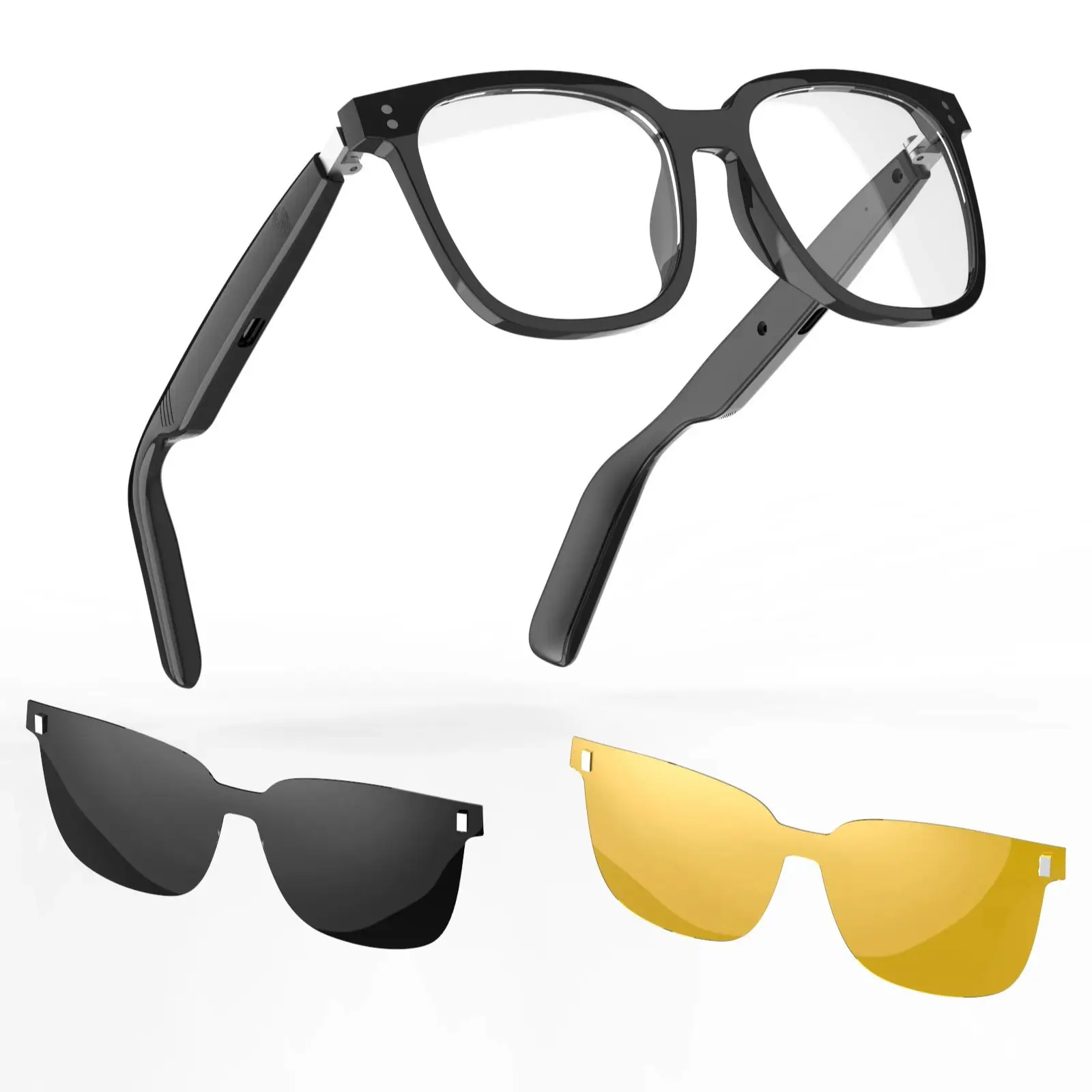 SG-19 Pro lunettes de soleil tout-en-un lentilles claires Combo avec Bluetooth étanche double micro suppression du bruit lunettes intelligentes 80 + 80 mAh