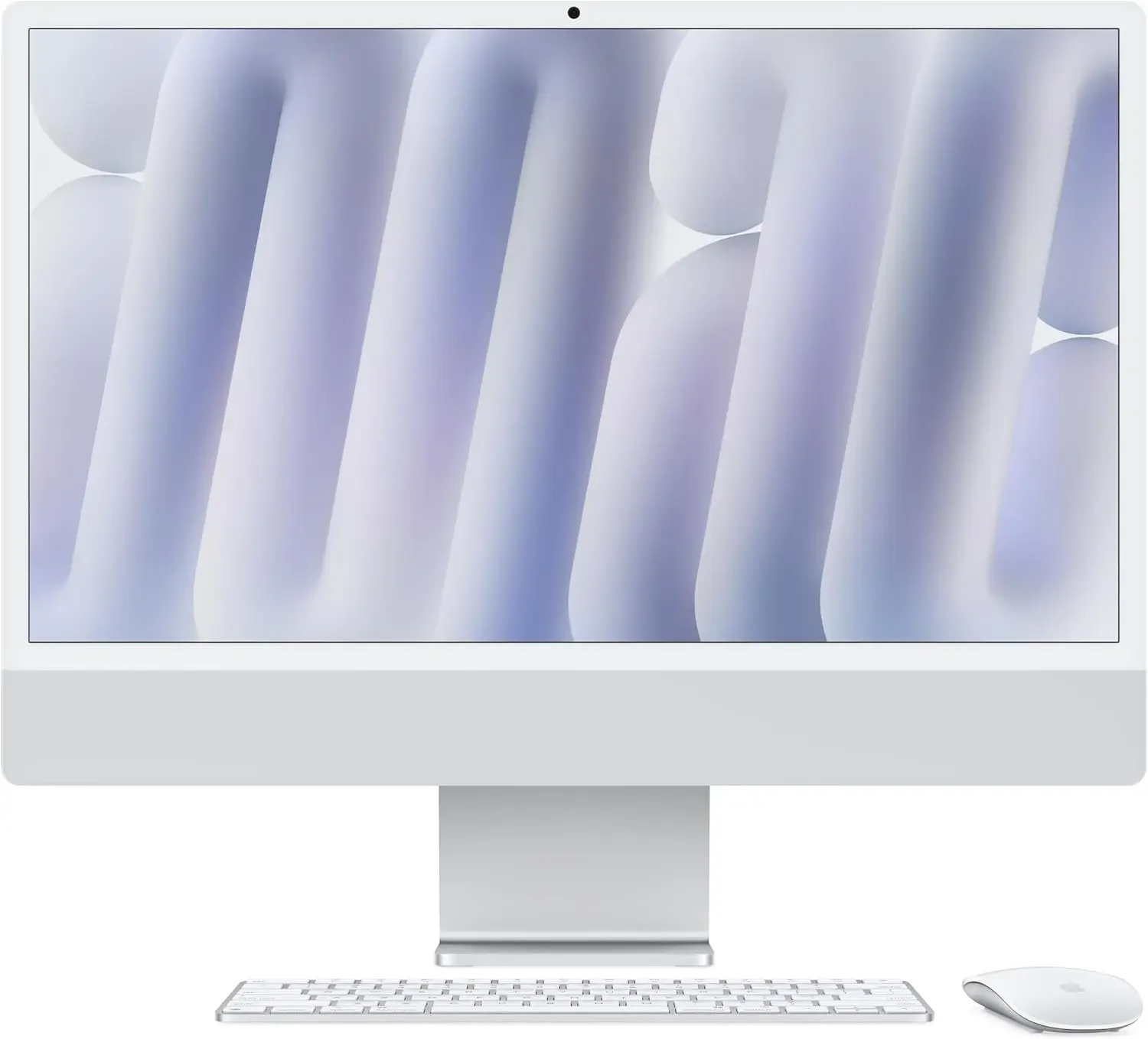 

CPU and 8-core GPU: Built for Apple Intelligence, 24-inch Retina Display, 16GB Unified Memory, 256GB SSD Storage; Silver