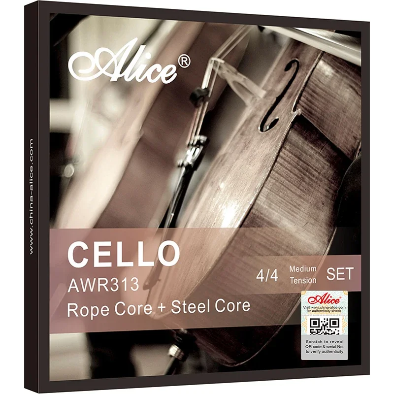 4/4 Alice CELLO Strings AWR313 Cello String Set High-Carbon Steel Core and Steel Rope Core Ni-Cr Winding Middle Tension