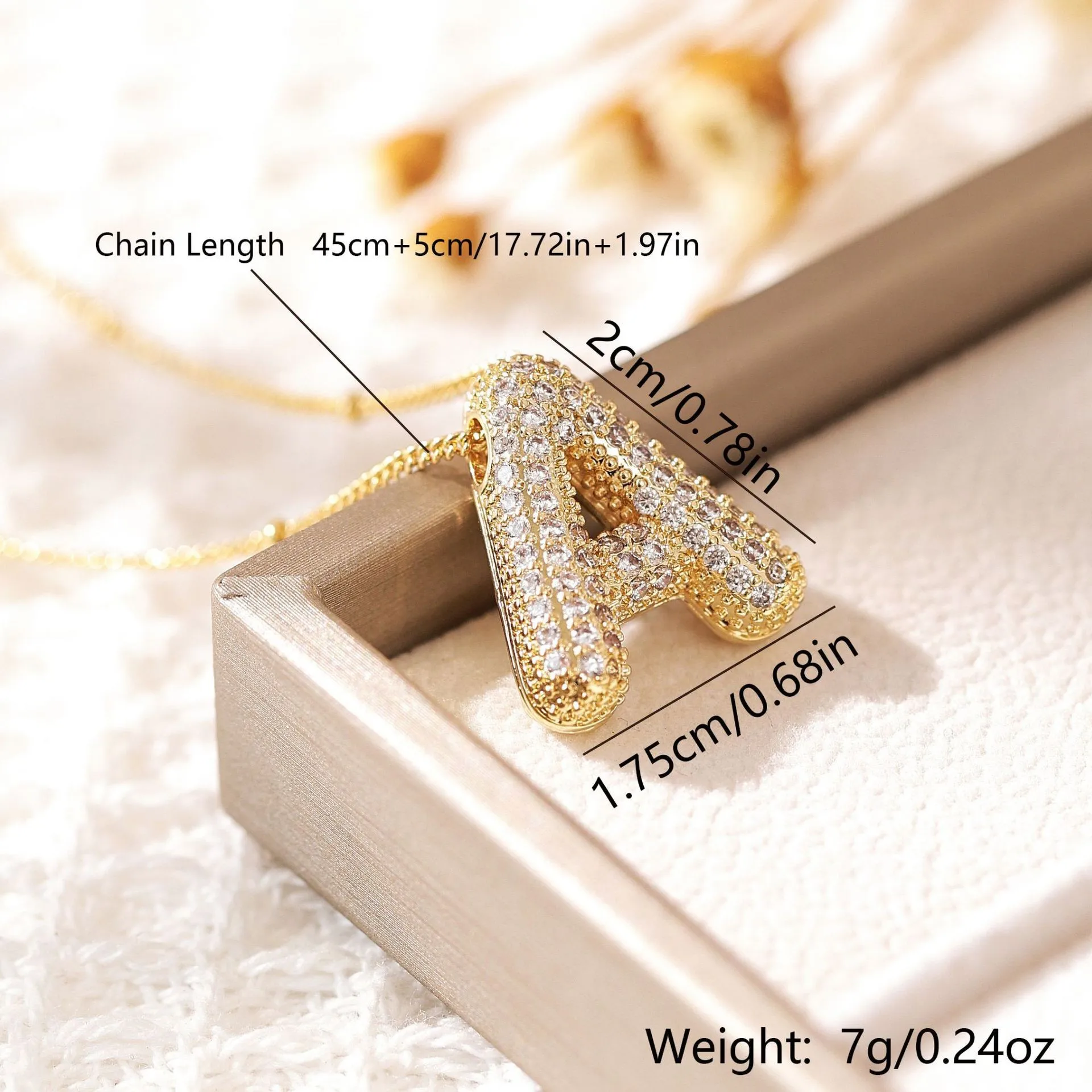 Yupsk Fashion Micropaved Zirconia Chunky 26 Letters Initial Necklace for Women Men Gold Color Bubble Alphabet Necklaces Gift image 6