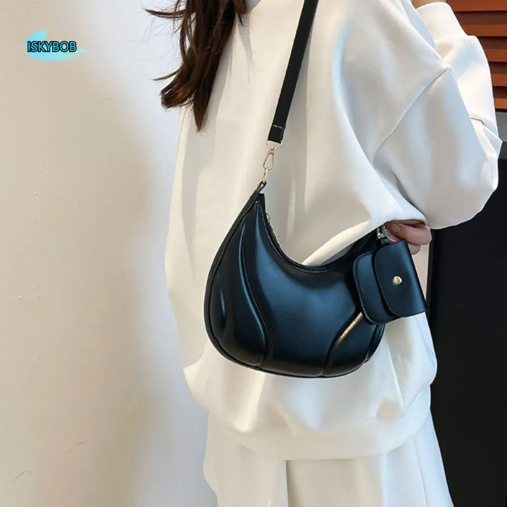 

Portable Retro Saddle Bag Portable Elegant Shoulder Bag Solid Color Women Handbag Party