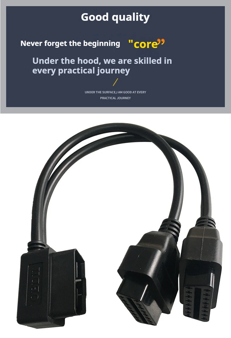Kabel Ekstensi OBD2 16pin Splitter Jantan Ke Betina Ganda 30CM Kabel OBDII 30CM 1 Jantan Ke 2 Betina Adaptor Konektor Antarmuka