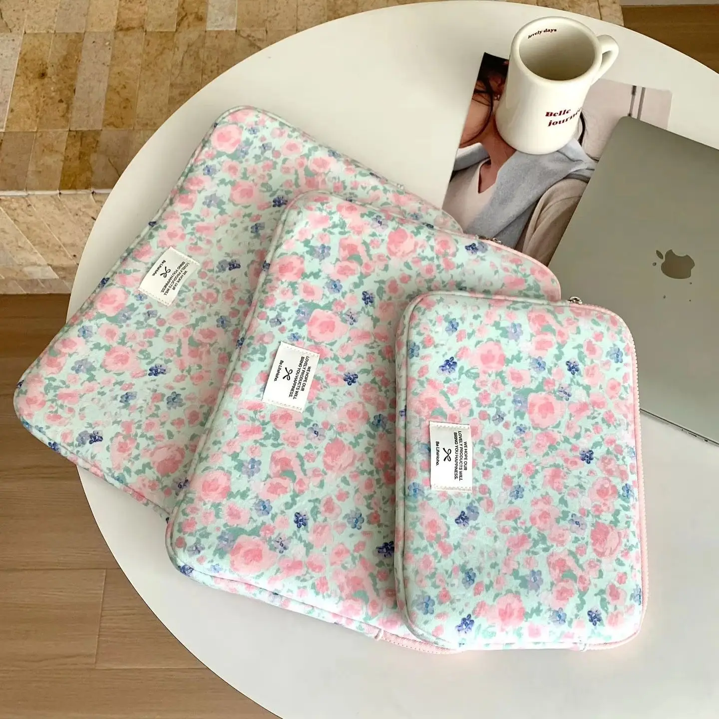

Korean Cute velvet Tablet Sleeve For Ipad Air6 Pro11 Air5/4 10.9 Macbook Air pro13 14 15 Samsung 15.6 16 Inch Notebook pouch