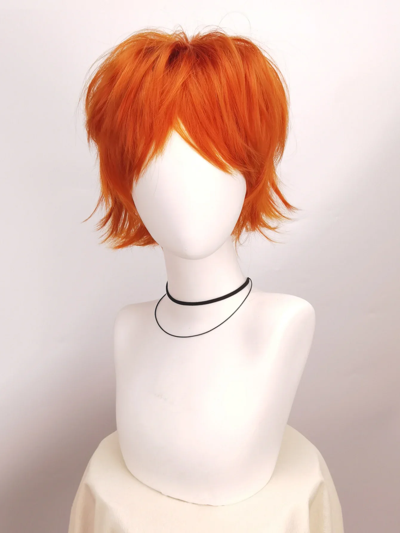 Short Orange Cosplay Wig Men Man Synthetic Anime Role Play Wigs for Party Orange Hair Halloween Costume Wigs
