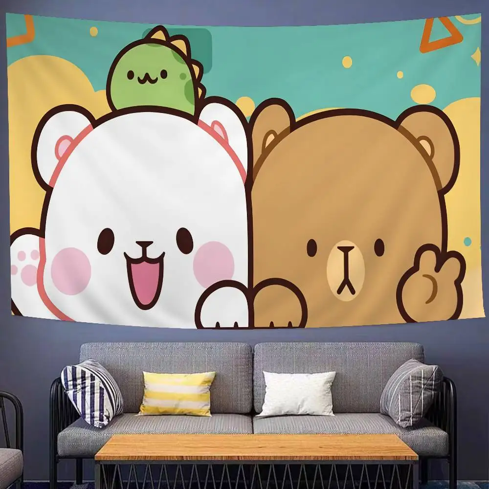M-Mochas M-Milk Bear Cartoon Tapestry Art Science Fiction Room Home Decor Wall Hanging Home Decor