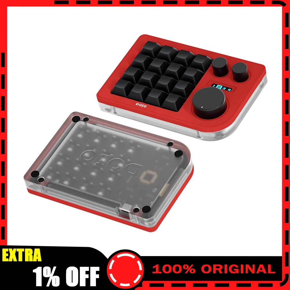 

DOIO KB16-01 Mechanical Keyboard Three Knobs RGB 16 Keys Mini Designer Keyboard Customization QMK VIA Keypad Gifts