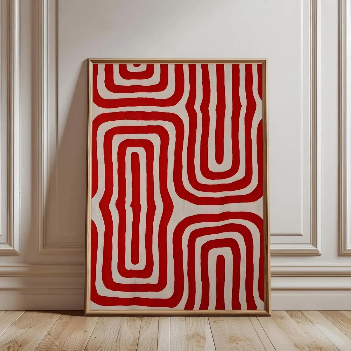 Modern,Retro A Red Geometric Design Wall Art Print Canvas Painting Poster Picture For Bedroom,Living Room Home Decor