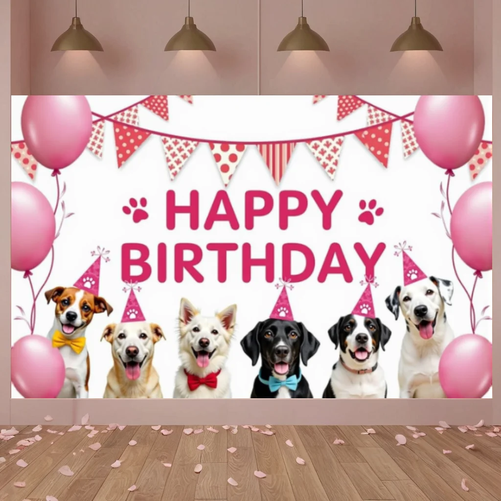 High-Resolution Dog Backdrop Customizable Large Size Themed Puppy Banner Reusable Party Decoration for Dog Lovers