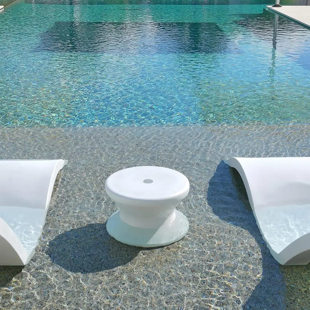 In Pool Side Table with Umbrella Hole Relaxation Durable UV Resistant Outdoor Accessory Easy Installation Ledges up to 10 Inches
