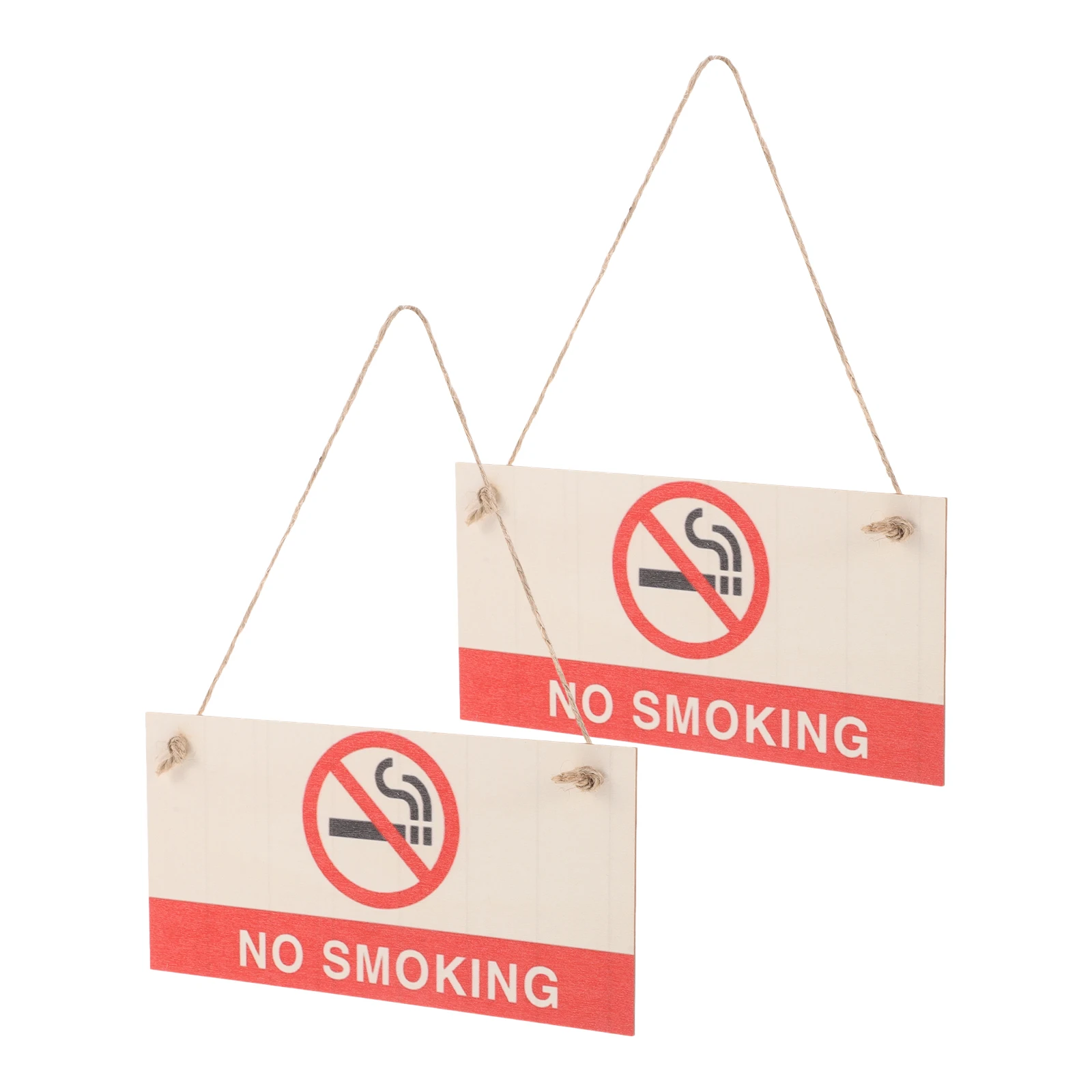 2Pcs No Smoking Yard Sign Wooden Business Hotel Signage No Smoking Sign Pendants Yard Signs Warning Labels Traffic Safety