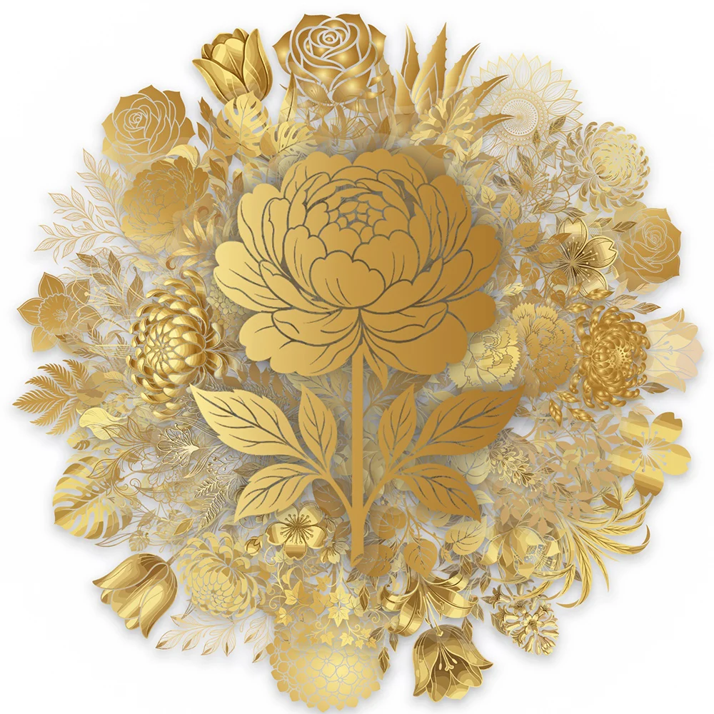 10/30/50 Stück Transparente Retro Goldene Pflanzen Blumen Cartoon Aufkleber Ästhetische Dekoration Aufkleber DIY Schreibwaren Gitarre PET Sticker