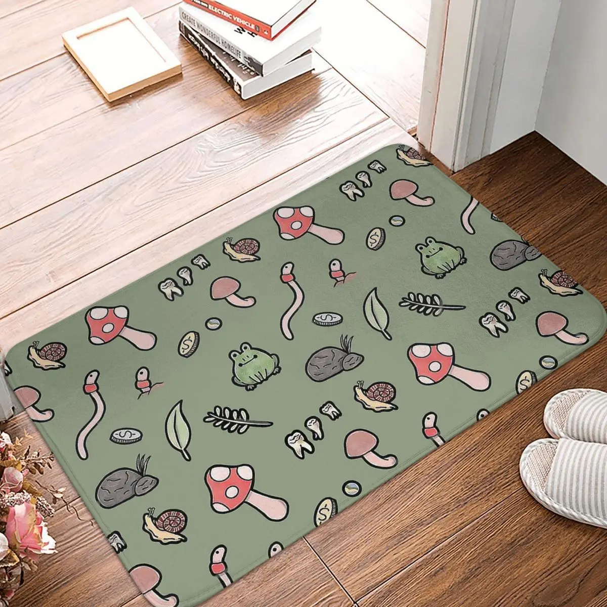 Chibi Mini Bath Mat Goblincore Green Doormat Kitchen Carpet Outdoor Rug Home Decoration